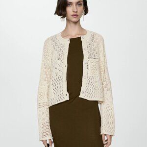 Open work cardigan with buttons